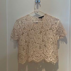 Tara Jarmon cream lace unlined crop top w/ hidden zip - 38 (size 4?)